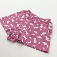 Fish Pink & White Pyjama Shorts - Girls 2-3 Years