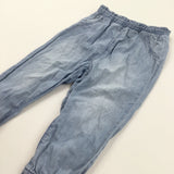 Blue Denim Effect Lightweight Cotton Trousers - Girls 2-3 Years
