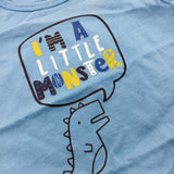 'I'm A Little Monster' Dinosaur Blue T-Shirt - Boys 0-3 Months