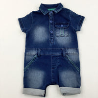 Denim Romper - Boys 0-3 Months