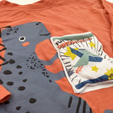 'Super Dinosaurus' Opening Book Orange Long Sleeve Top - Boys 3-4 Years