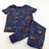 Colourful Dinosaurs Navy Pyjamas - Boys 3-4 Years