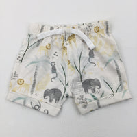 Wild Animals Cream Jersey Shorts - Boys 0-3 Months