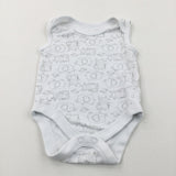 Elephants & Zebras Grey & Whire Sleeveless Bodysuit - Boys/Girls Newborn