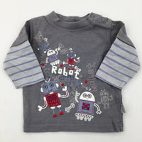 'Robot' Grey Long Sleeve Top - Boys 0-3 Months