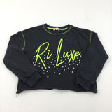 'Ri Luxe' Gems Black Sweatshirt - Girls 9-10 Years