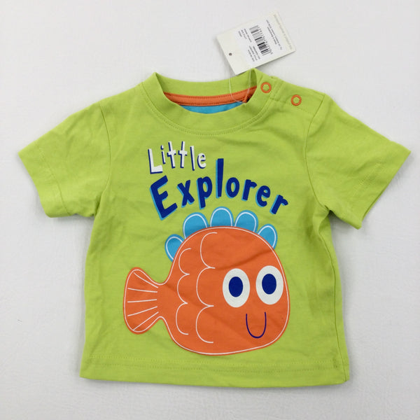 **NEW** 'Little Explorer' Fish Green T-Shirt - Boys 0-3 Months
