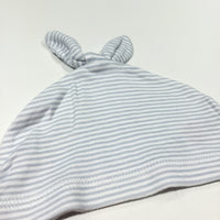 Blue & White Striped Knotted Jersey Hat - Boys 6-9 Months
