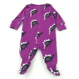 Dinosaurs Purple & Black Babygrow with Integrated Mitts - Boys Newborn