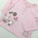 Bunny & Mouse Pink Long Sleeve Top - Girls 3-6 Months