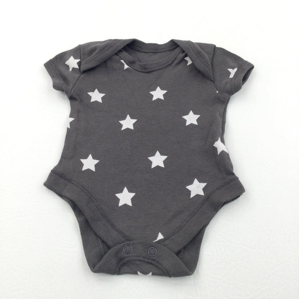 Stars Dark Grey Short Sleeve Bodysuit - Boys/Girls Newborn