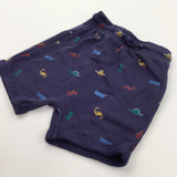 Colourful Dinosaurs Navy Jersey Shorts - Boys 3-4 Years