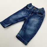 Dark Blue Denim Jeans With Adjustable Waist - Boys 0-3 Months