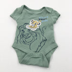 'Strong, Smart & Brave' Lion King Appliqued Green Short Sleeve Bodysuit - Boys Newborn