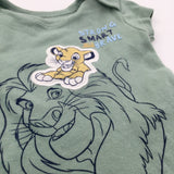 'Strong, Smart & Brave' Lion King Appliqued Green Short Sleeve Bodysuit - Boys Newborn