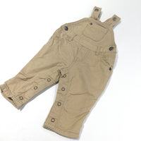 Beige Lined Cotton Dungarees - Boys Newborn - Up To 1 Month