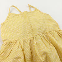 **NEW** Spotty Yellow & White Cotton Open Back Sun Dress - Girls 3-4 Years