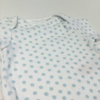 White & Blue Spots Short Sleeve Bodysuit - Boys Newborn