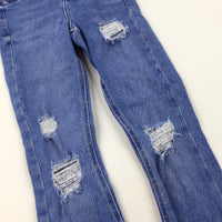 Bright Blue Ripped Super Skinny Jeans - Girls 11 Years