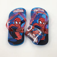 **NEW** 'Ultimate Spider-Man' Blue & Red Flip Flops - Boys - Shoe Size 7.5-8.5