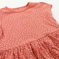 Spotty Coral Pink Jersey Dress - Girls 3-4 Years