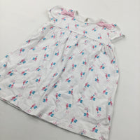 Hummingbirds Pink & White Jersey Dress - Girls 12-18 Months