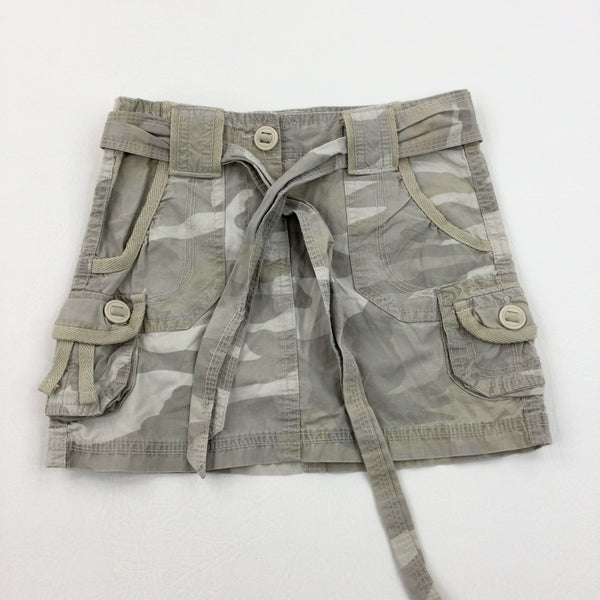 Beige Camouflage Skirt With Adjustable Waistband - Girls 4-5 Years