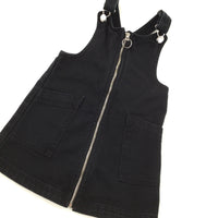 Zip Up Denim Black Dungaree Dress - Girls 5-6 Years