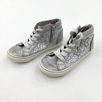 Butterflies Glittery Silver Trainers - Girls - Shoe Size 9