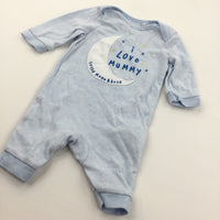 'I Love Mummy…' Blue Striped Jersey Romper - Boys 0-3 Months