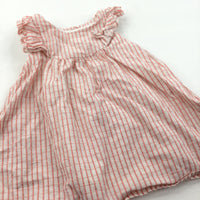 Peach & Cream Checked Cotton Sun Dress - Girls 0-3 Months