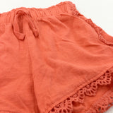 Orange Lightweight Jersey Shorts with Lacey Hem - Girls 4 Years