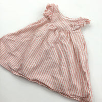 Peach & Cream Checked Cotton Sun Dress - Girls 0-3 Months