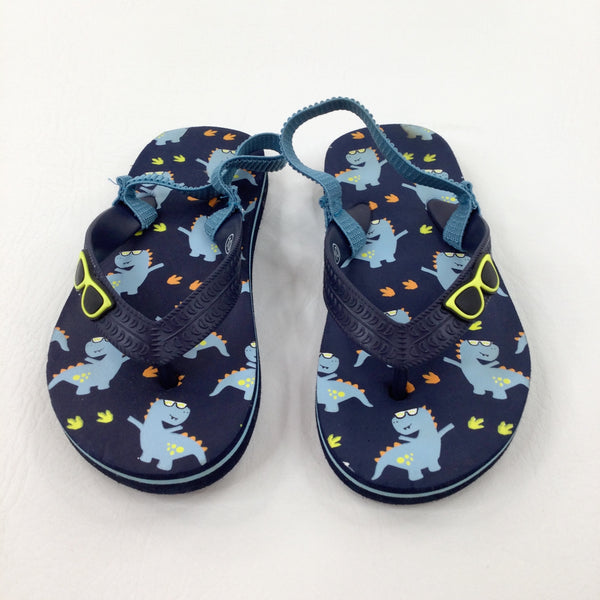 Dinosaurs Blue Flip Flops - Boys - Shoe Size 10