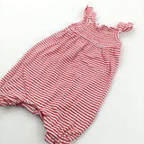 Red & White Striped Jersey Romper - Girls Newborn