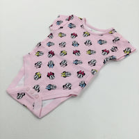 Minnie Mouse Pink Short Sleeve Bodysuit - Girls 0-3 Months