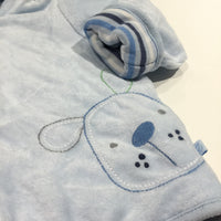 'My Friend Scruff' Dog Embroidered Light Blue Velour Lined Coat with Hood - Boys 6-9 Months