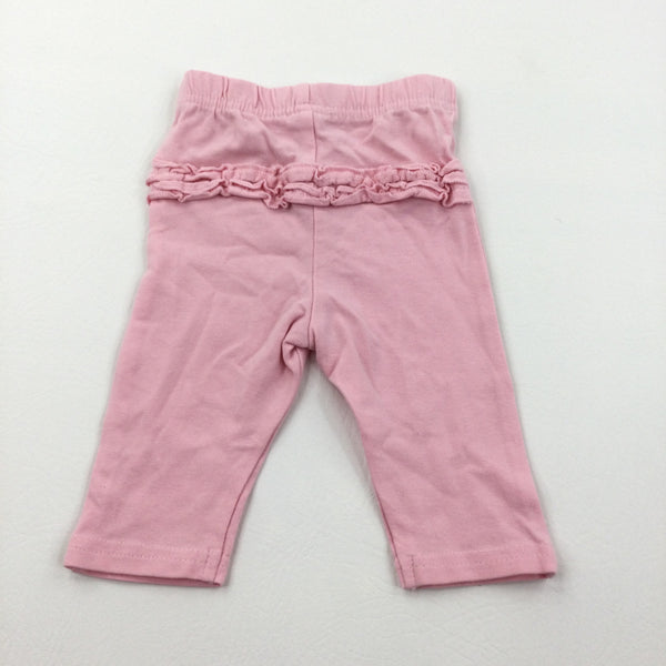 Frilly Bottom Pink Leggings - Girls 0-3 Months