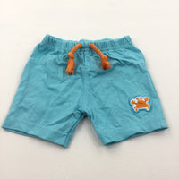 Crab Motif Blue & Orange Lightweight Jersey Shorts - Boys 0-3 Months