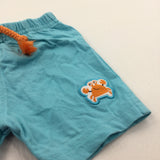 Crab Motif Blue & Orange Lightweight Jersey Shorts - Boys 0-3 Months