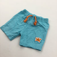 Crab Motif Blue & Orange Lightweight Jersey Shorts - Boys 0-3 Months