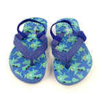 Dinosaurs Blue Flip Flops - Boys - Shoe Size 7-8