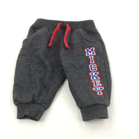 'Mickey' Mickey Mouse Red & Charcoal Grey Tracksuit Bottoms - Boys 0-3 Months