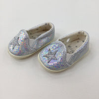 Stars Sparkly Silver Shoes - Girls - Shoe Size 1