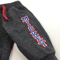 'Mickey' Mickey Mouse Red & Charcoal Grey Tracksuit Bottoms - Boys 0-3 Months