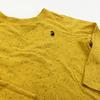 Dinosaur Motif Mustard Yellow Speckled Long Sleeve Top - Boys 3-4 Years