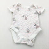 Bambi, Dumbo & Marie Pink, White & Grey Short Sleeve Bodysuit - Girls Tiny Baby