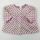 Purple & Cream Spotty/Striped Reversible Jersey Jacket - Girls 0-3 Months