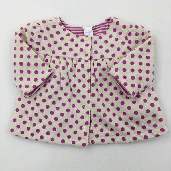 Purple & Cream Spotty/Striped Reversible Jersey Jacket - Girls 0-3 Months