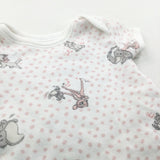 Bambi, Dumbo & Marie Pink, White & Grey Short Sleeve Bodysuit - Girls Tiny Baby